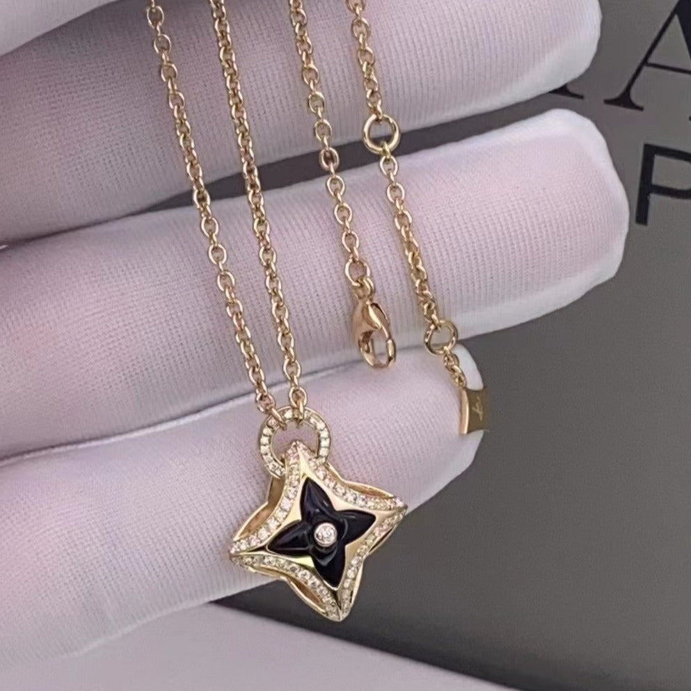 ??MIRA?¡¥STAR PEDANT PINK GOLD DIAMOND NECKLACE
