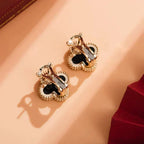 ??MIRA?¡¥CLOVER MEDIUM 1 MOTIFS  ONYX STUD EARRINGS