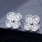 ??MIRA?¡¥CLOVER 1 MOTIFS DIAMOND STUD EARRINGS SILVER