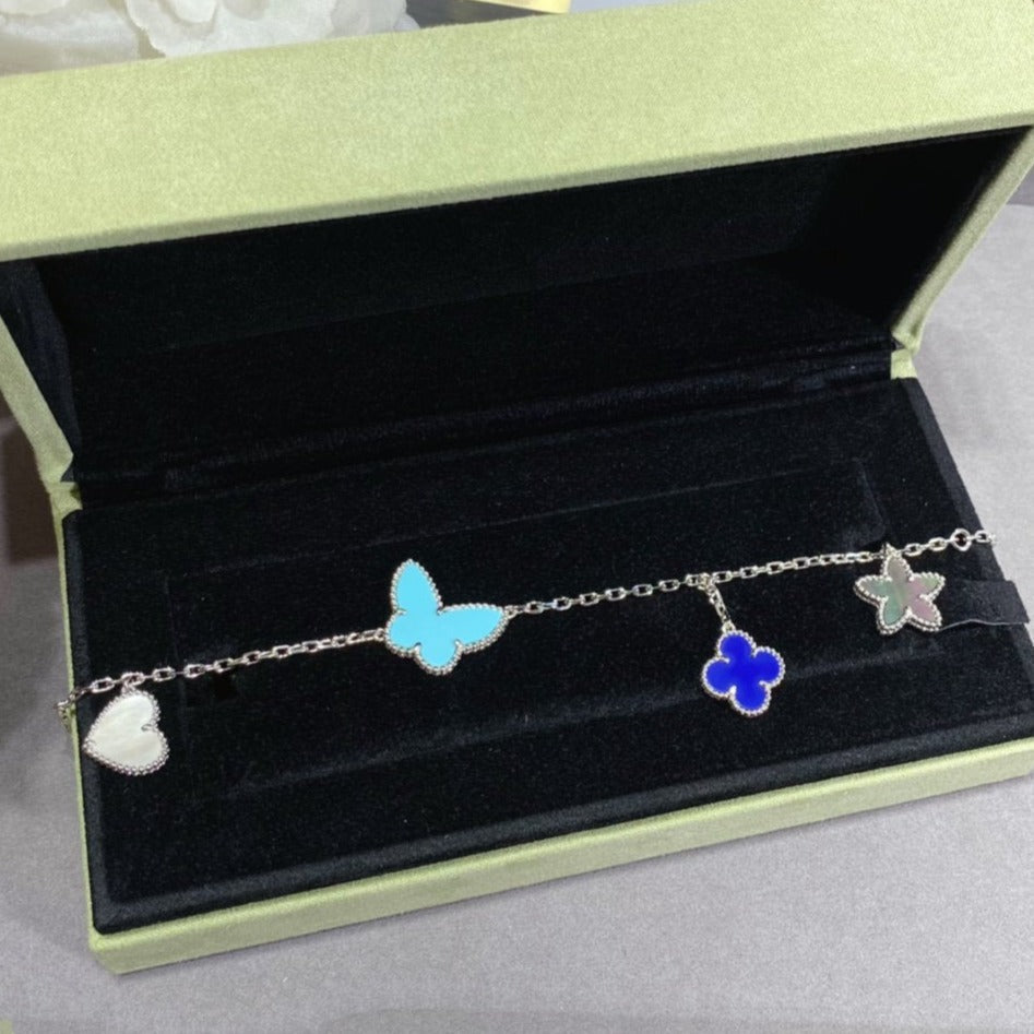 ??MIRA?¡¥LUCKY SPRING SILVER BRACELET 4 MOTIF