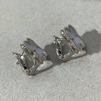 ??MIRA?¡¥CLOVER CHALCEDONY SILVER STUD EARRINGS