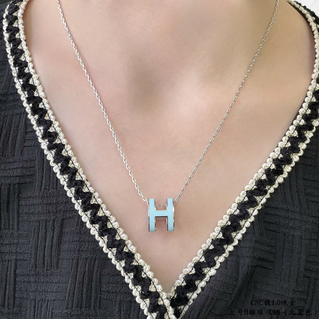 ??MIRA?¡¥POP H SKY BLUE NECKLACE
