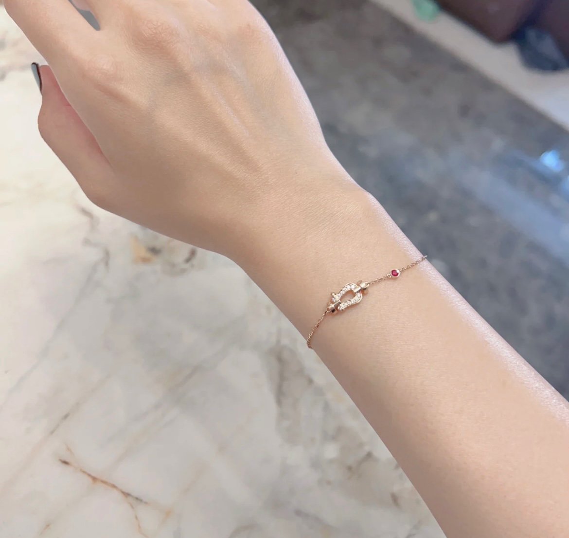 ??MIRA?¡¥FORCE 10 DIAMOND CHAIN LINK PINK GOLD BRACELET