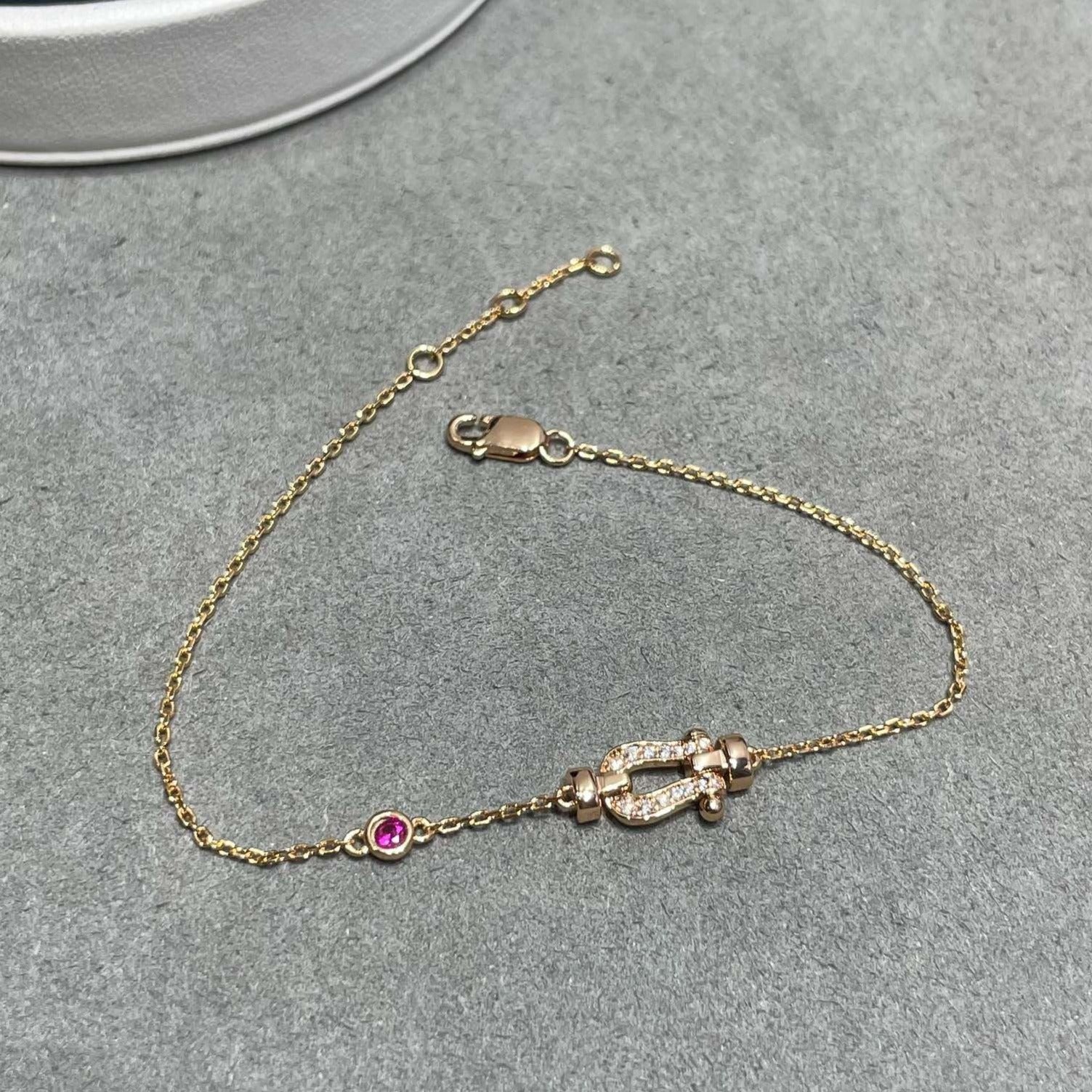 ??MIRA?¡¥FORCE 10 DIAMOND CHAIN LINK PINK GOLD BRACELET