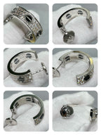 ??MIRA?¡¥LOVE CERAMIC DIAMOND PAVED SILVER EARRINGS
