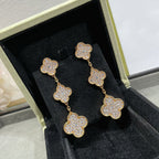??MIRA?¡¥CLOVER 3 MOTIFS DIAMOND PAVED ROSE GOLD EARRINGS