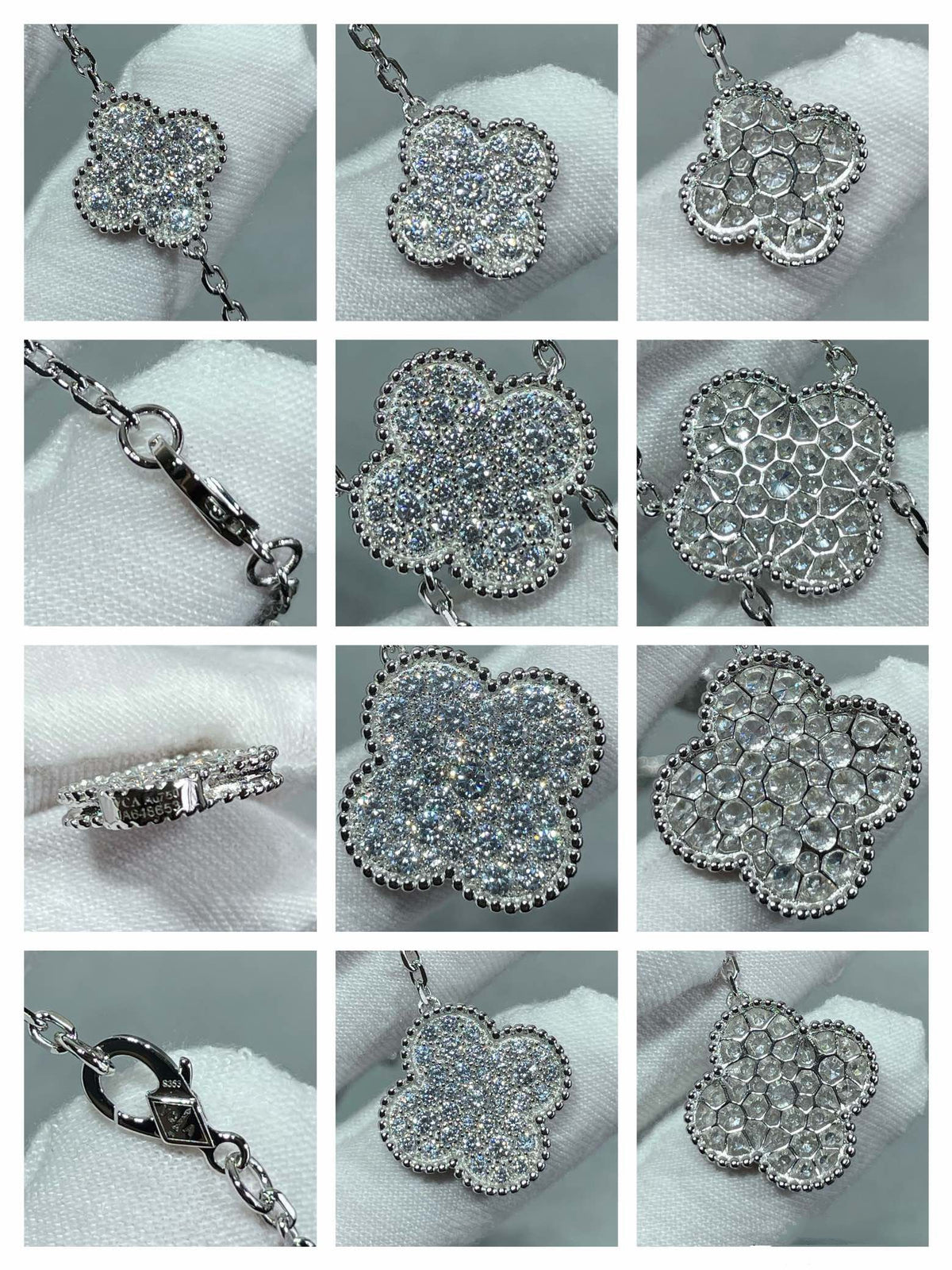 ??MIRA?¡¥CLOVER 6 MOTIF DIAMOND PAVED NECKLACE