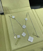 ??MIRA?¡¥CLOVER 6 MOTIF DIAMOND PAVED NECKLACE