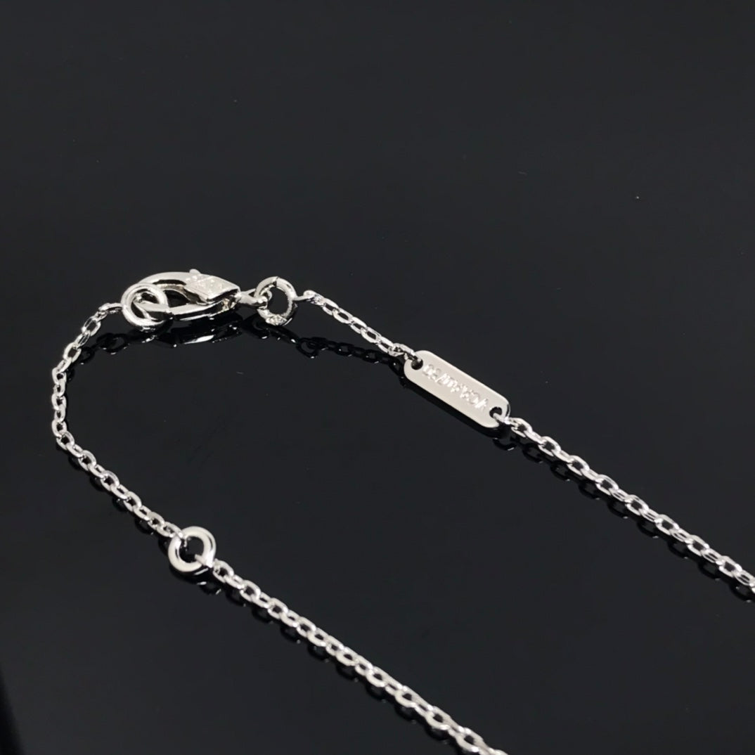 ??MIRA?¡¥CLOVER PIETERSITE SILVER LONG NECKLACE
