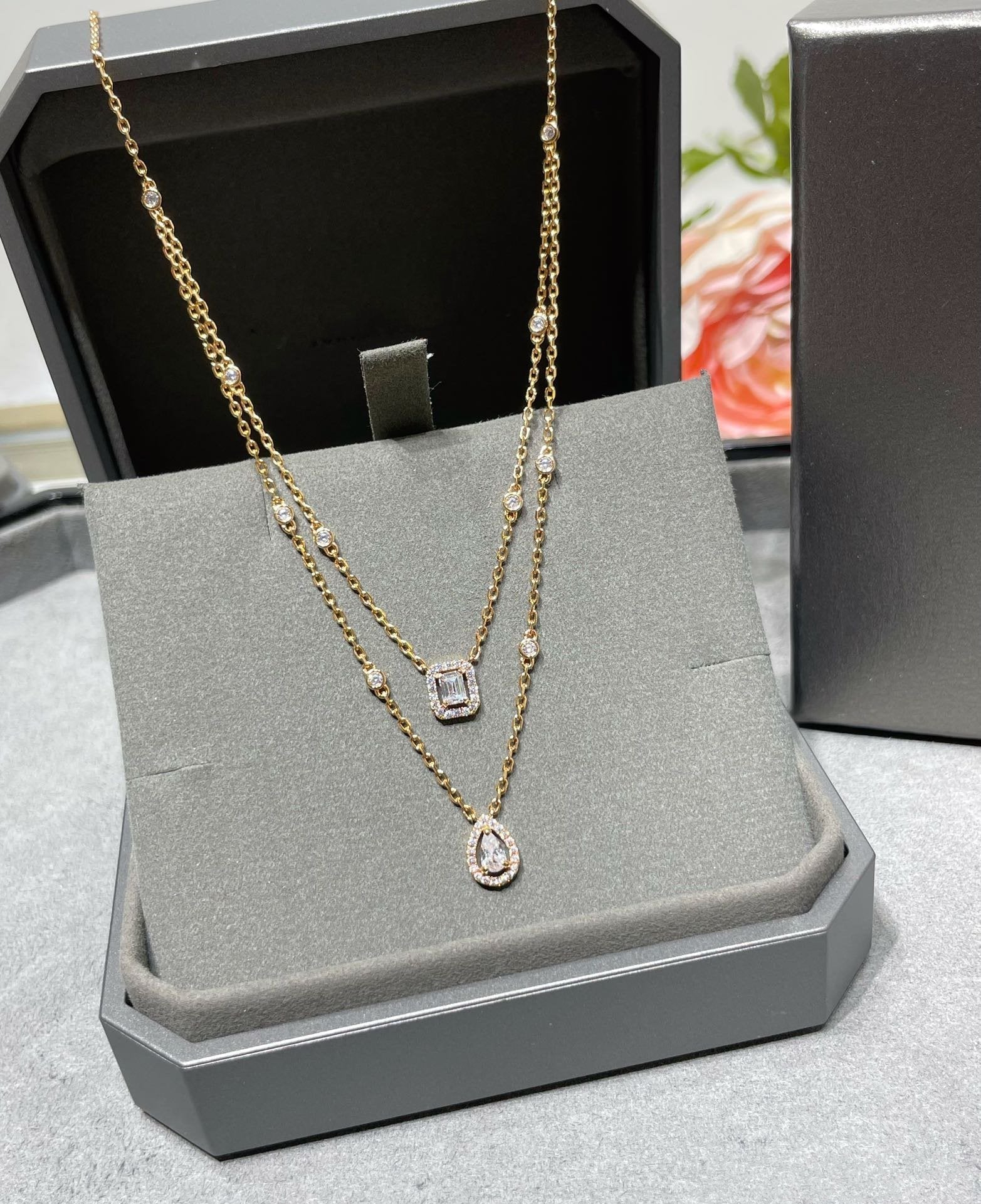 [MIRA] MY TWIN 2 ROW DIAMOND NECKLACE