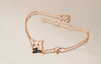 ??MIRA?¡¥STAR PINK MOP 1 DIAMOND PINK GOLD NECKLACE