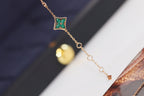 ??MIRA?¡¥STAR AND SUN 4 MOTIF PINK GOLD MALACHITE BRACELET