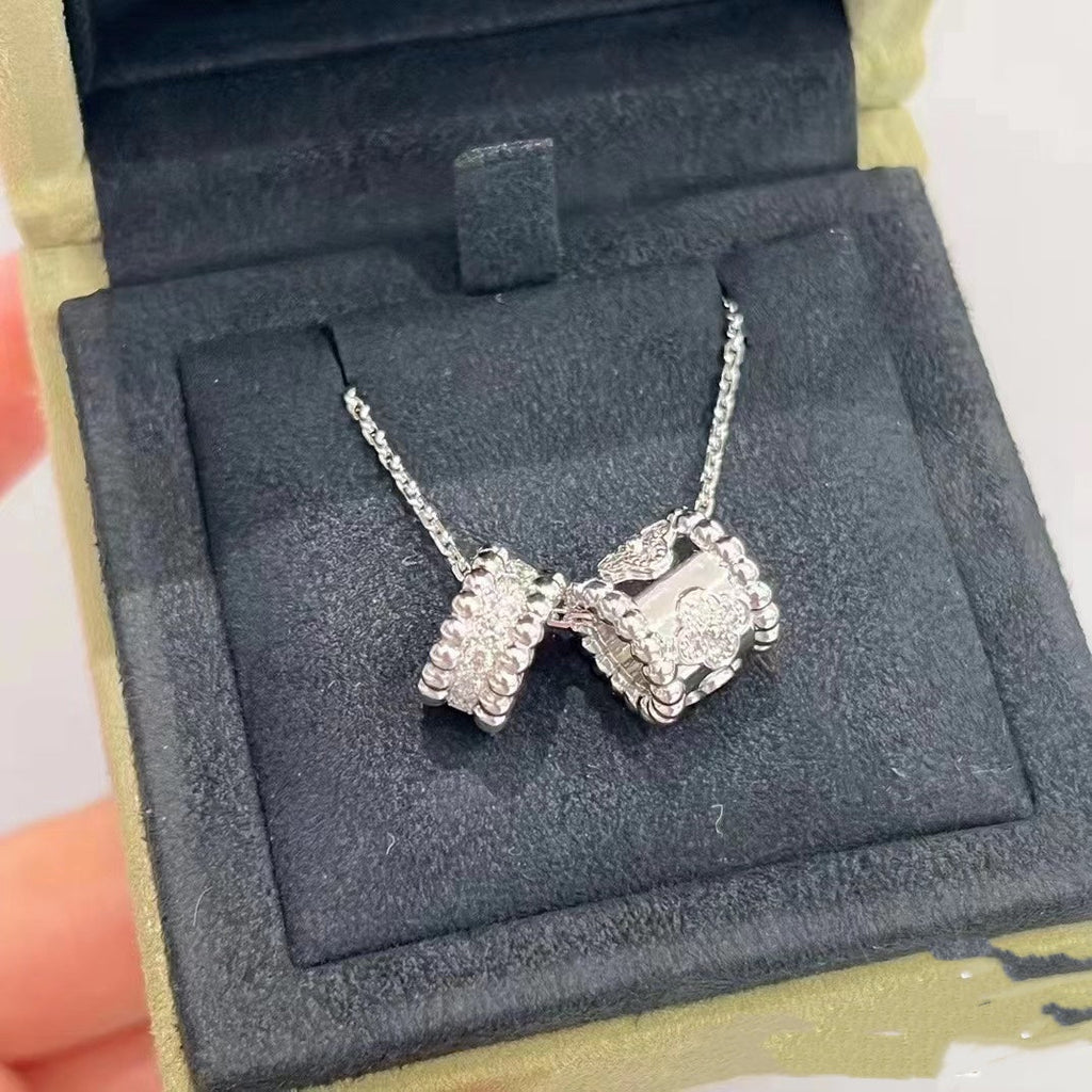 ??MIRA?¡¥PERLEE DOUBLE PENDANT SILVER DIAMOND NECKLACE