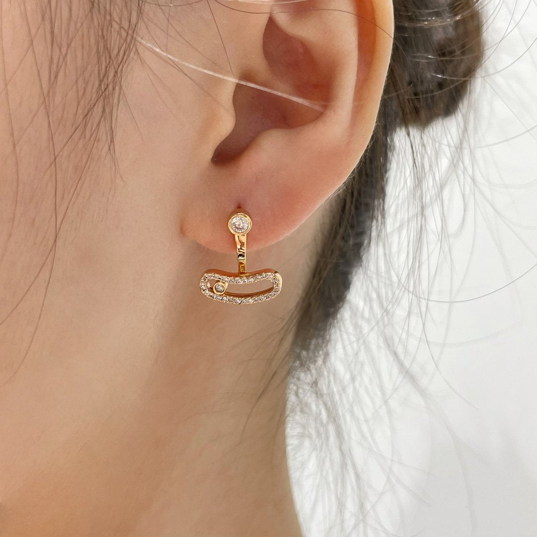 [MIRA] MOVE UNO PINK GOLD DIAMOND EARRINGS
