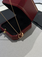 ??MIRA?¡¥LOVE NECKLACE DOUBLE RING PINK GOLD