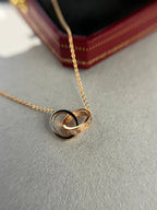 ??MIRA?¡¥LOVE NECKLACE DOUBLE RING PINK GOLD