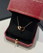 ??MIRA?¡¥LOVE NECKLACE DOUBLE RING PINK GOLD
