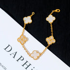 [MIRA]New CLOVER WHITE PEARL MOP 5 MOTIF BRACELET COLLECTION