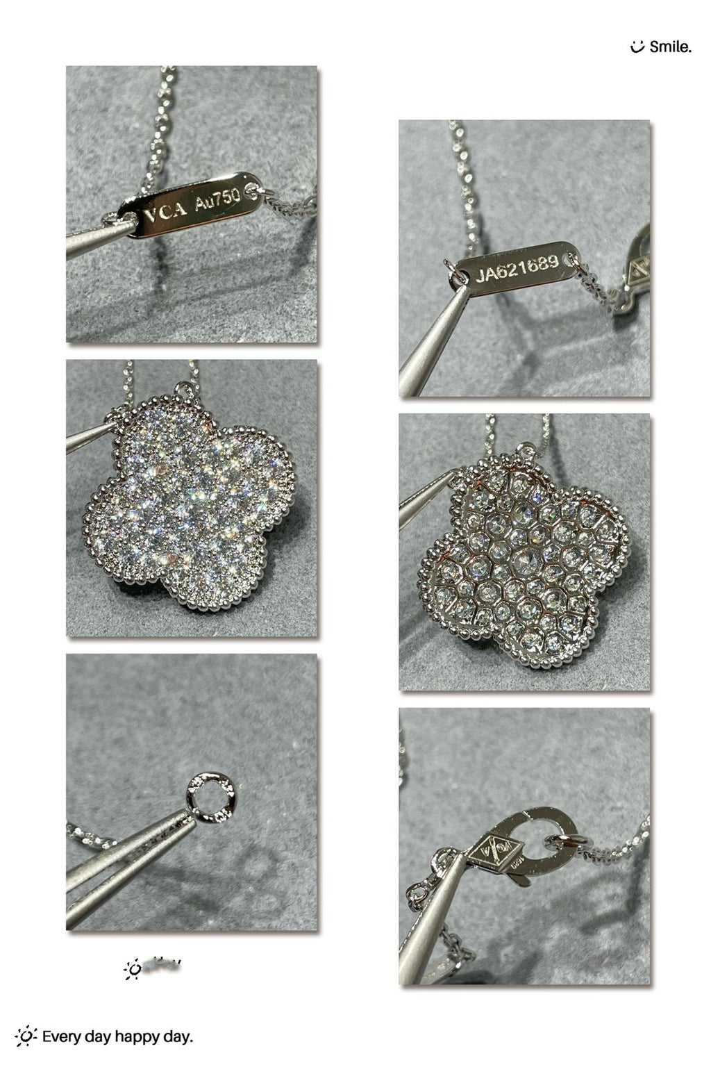 ??MIRA?¡¥CLOVER 25MM LARGE PENDANT DIAMOND PAVED SILVER NECKLACE