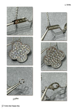??MIRA?¡¥CLOVER 25MM LARGE PENDANT DIAMOND PAVED SILVER NECKLACE