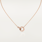 ??MIRA?¡¥LOVE 7.6MM NECKLACE ROSE GOLD AND SILVER  FULL DIAMOND