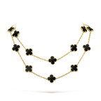 ??MIRA?¡¥CLOVER 20 MOTIFS ONYX NECKLACE