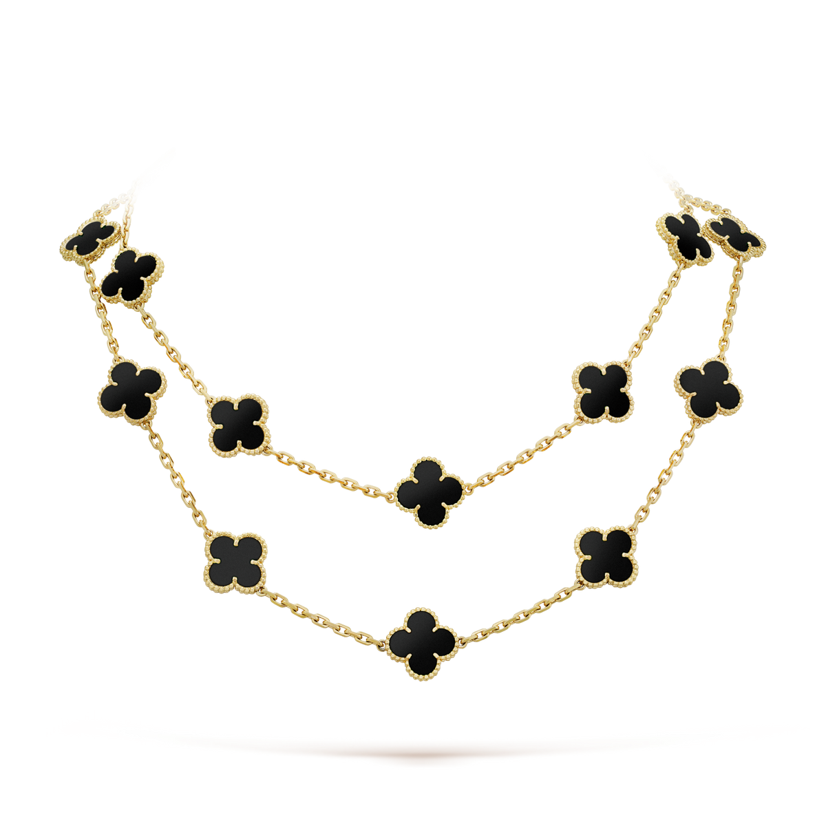 ??MIRA?¡¥CLOVER 20 MOTIFS ONYX NECKLACE