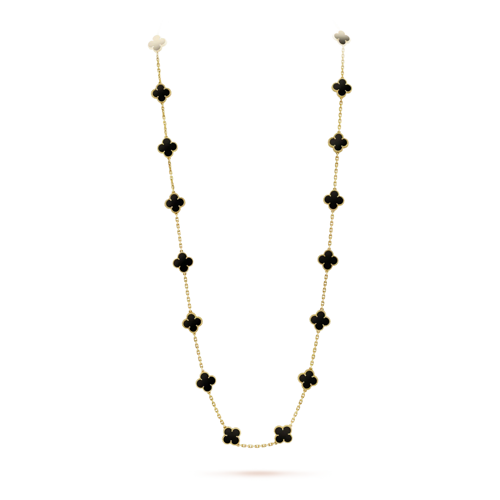 ??MIRA?¡¥CLOVER 20 MOTIFS ONYX NECKLACE