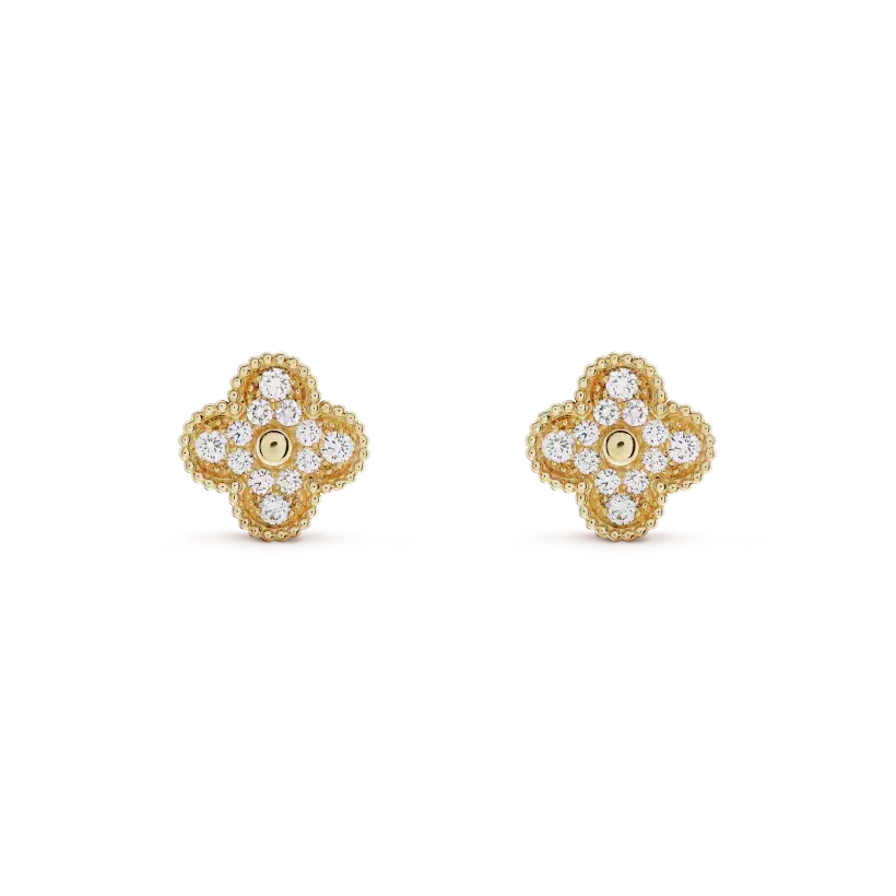 ??MIRA?¡¥CLOVER MEDIUM 1 MOTIFS FUll DIAMOND EARRINGS