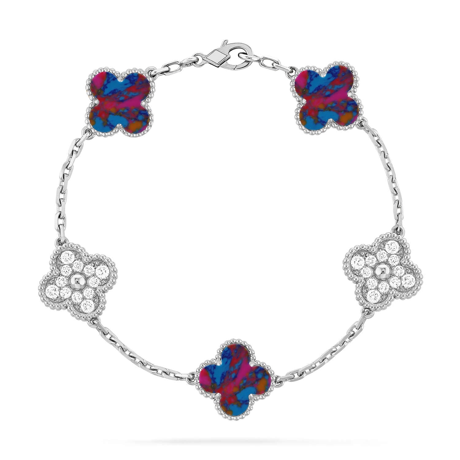[MIRA]New CLOVER 5 MOTIF COLOR GEMSTONES BRACELET COLLECTION