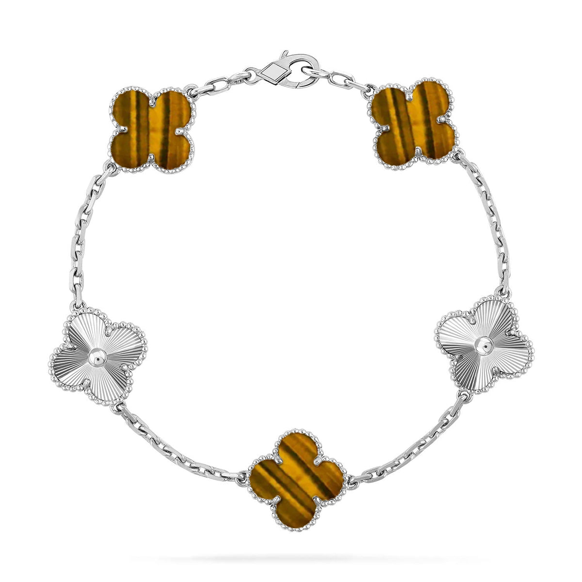 [MIRA]New  CLOVER 5 MOTIFS TIGER EYE BRACELET COLLECTION