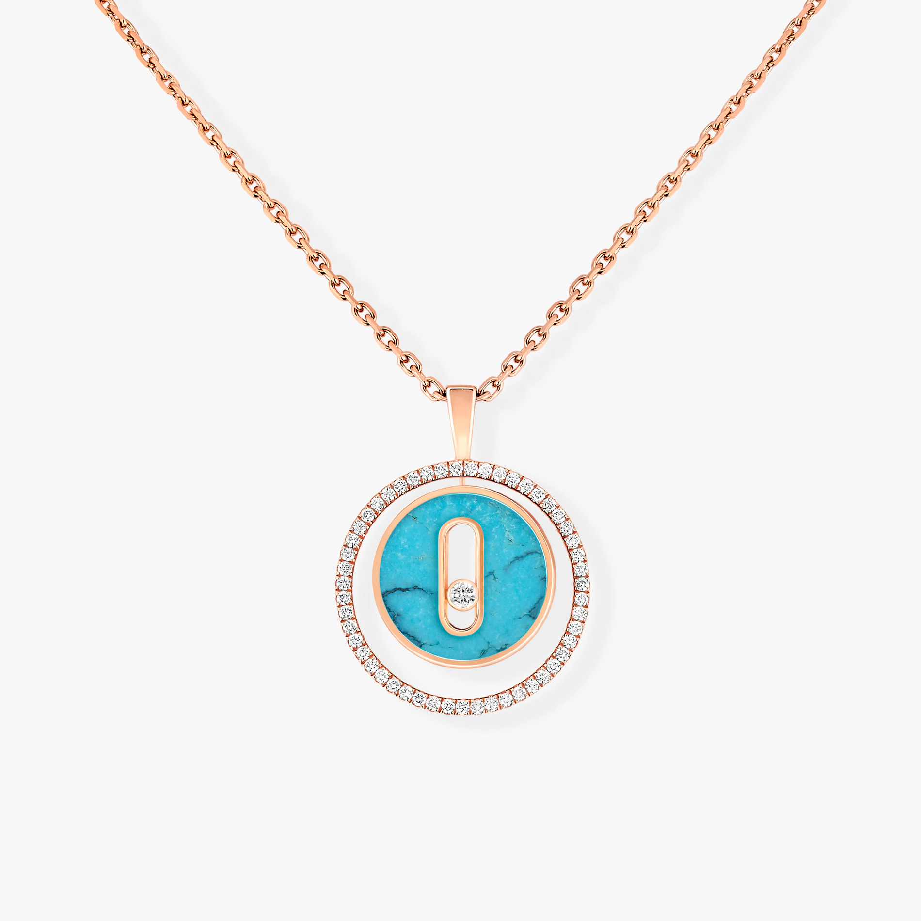 [MIRA]  MOVE 1 DIAMOND TURQUOISE PINK GOLD DIAMOND NECKLACE