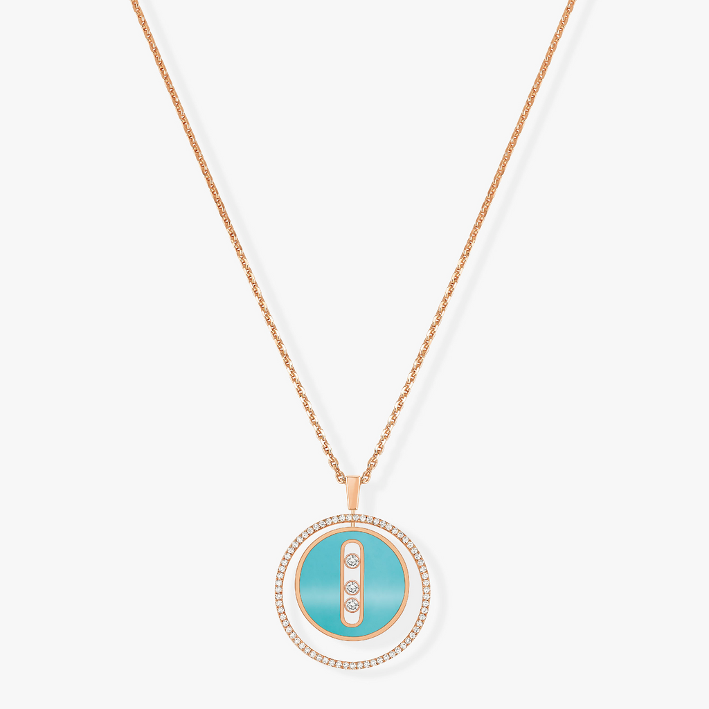 [MIRA]  MOVE 3 DIAMONDS TURQUOISE PINK GOLD DIAMOND NECKLACE