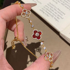 ??MIRA?¡¥CLOVER 5 MOTIF PINK BLUE RED WHITE BRACELET