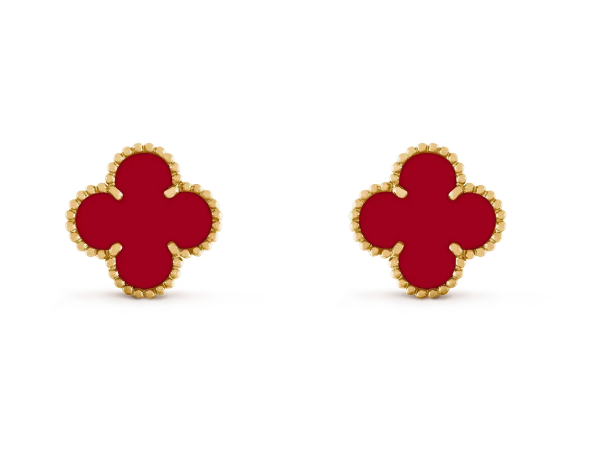 [MIRA] CLOVER 20MM RED AGATE EARRINGS