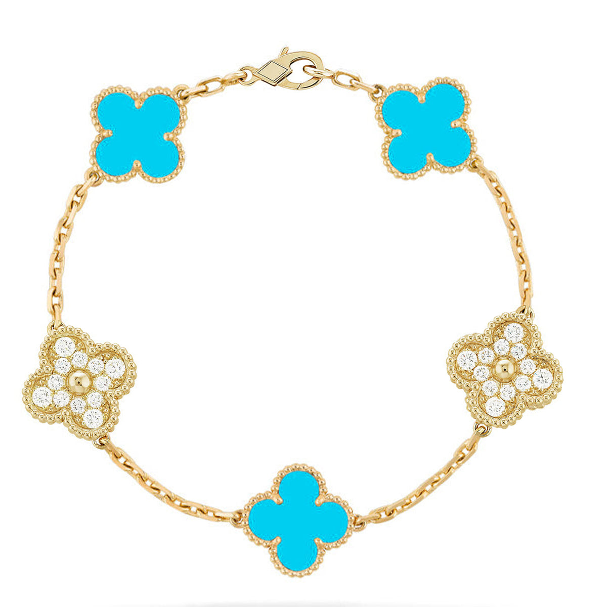 [MIRA]New  CLOVER 5 MOTIF TURQUOISE BRACELET COLLECTION
