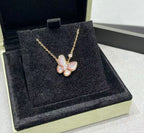 [MIRA] BUTTERFLY PINK MOTHER-OF-PEARL DIAMOND NECKLACE