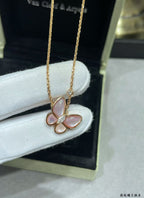 [MIRA] BUTTERFLY PINK MOTHER-OF-PEARL DIAMOND NECKLACE