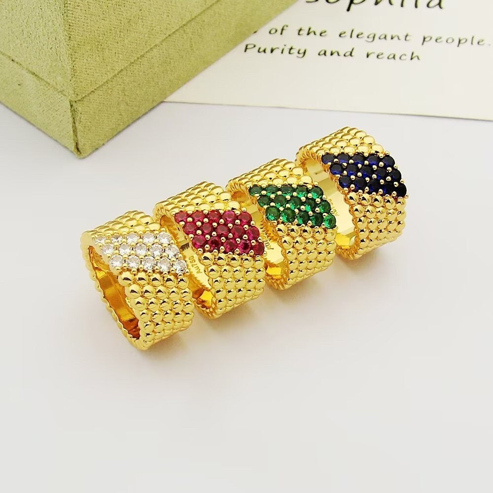 [MIRA]  PERLEE DIAMOND RING ,5-ROW DIAMOND-SET DESIGN