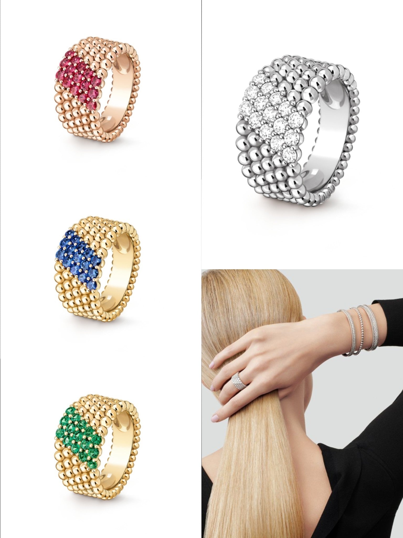 [MIRA]  PERLEE DIAMOND RING ,5-ROW DIAMOND-SET DESIGN