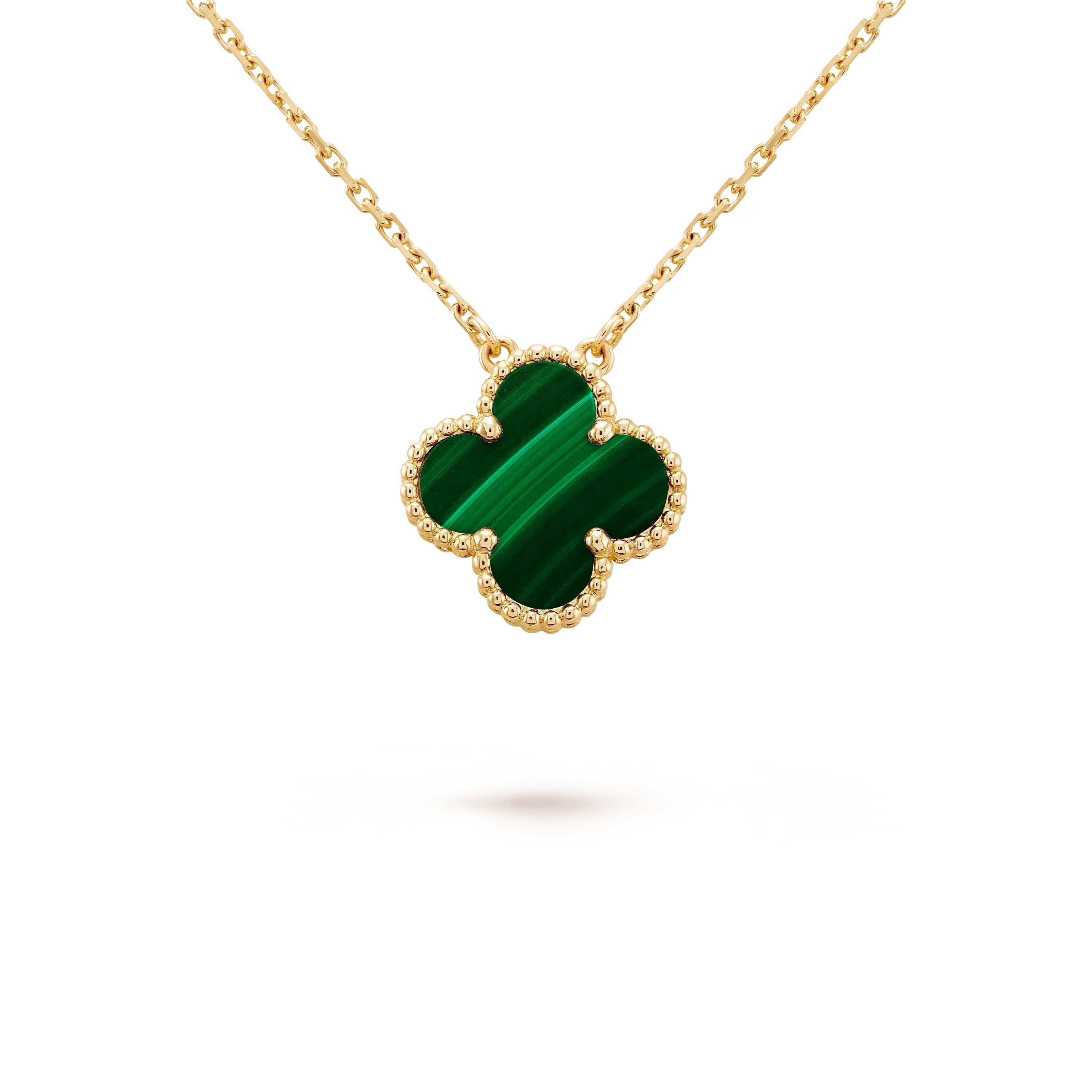 ??MIRA?¡¥CLOVER 15MM MALACHITE SINGLE FLOWER  NECKLACE