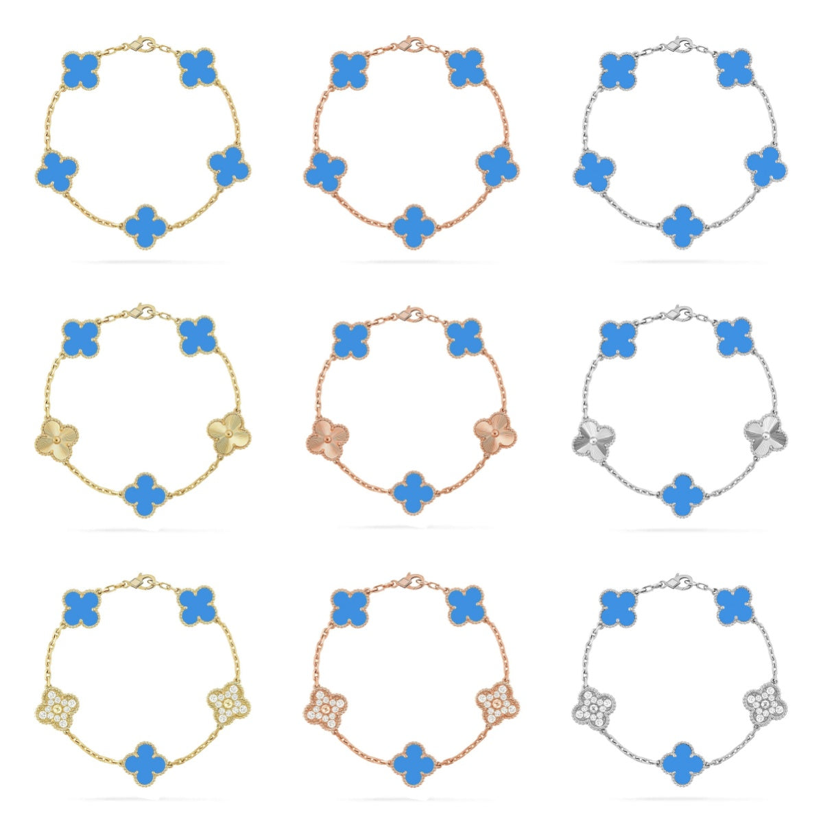 [MIRA]New CLOVER 5 MOTIF BLUE AGATE BRACELET COLLECTION
