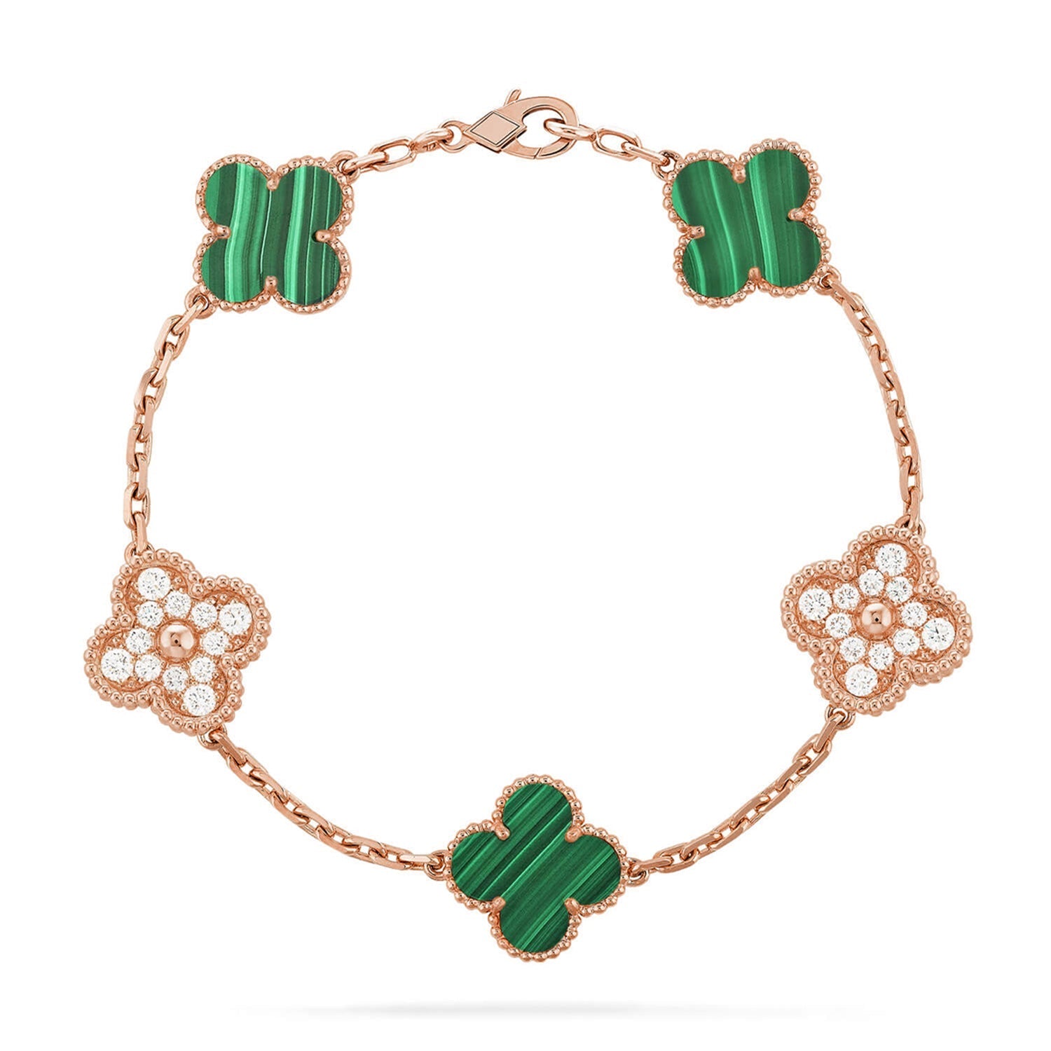 [MIRA]New  CLOVER 5 MOTIF MALACHITE BRACELET COLLECTION