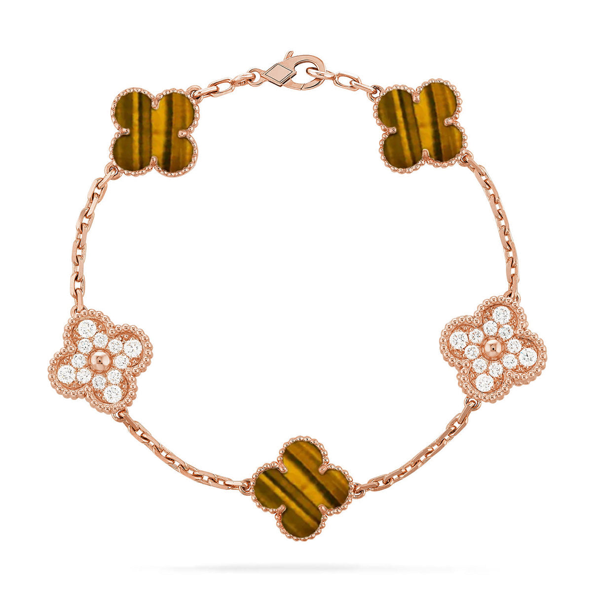 [MIRA]New  CLOVER 5 MOTIFS TIGER EYE BRACELET COLLECTION