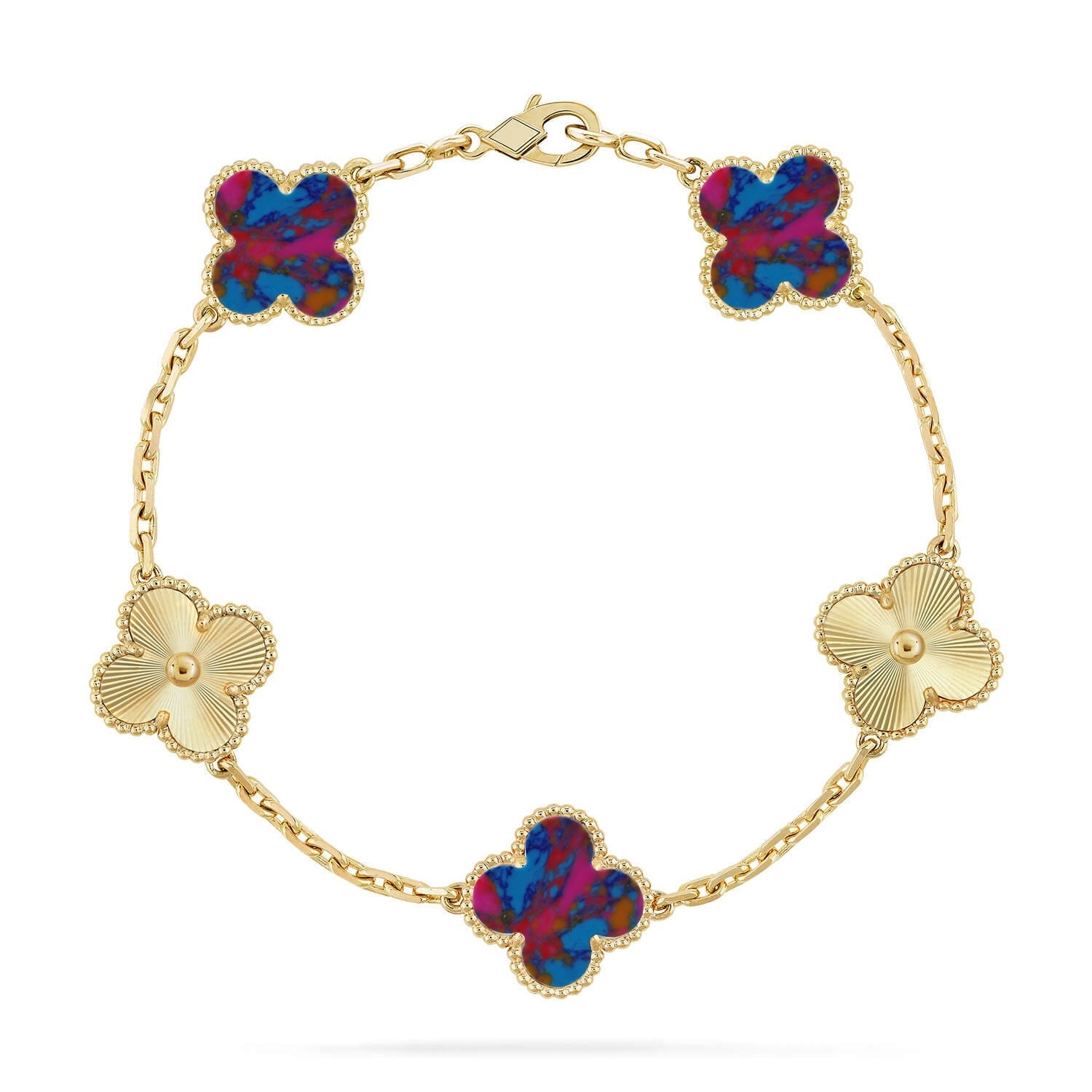 [MIRA]New CLOVER 5 MOTIF COLOR GEMSTONES BRACELET COLLECTION