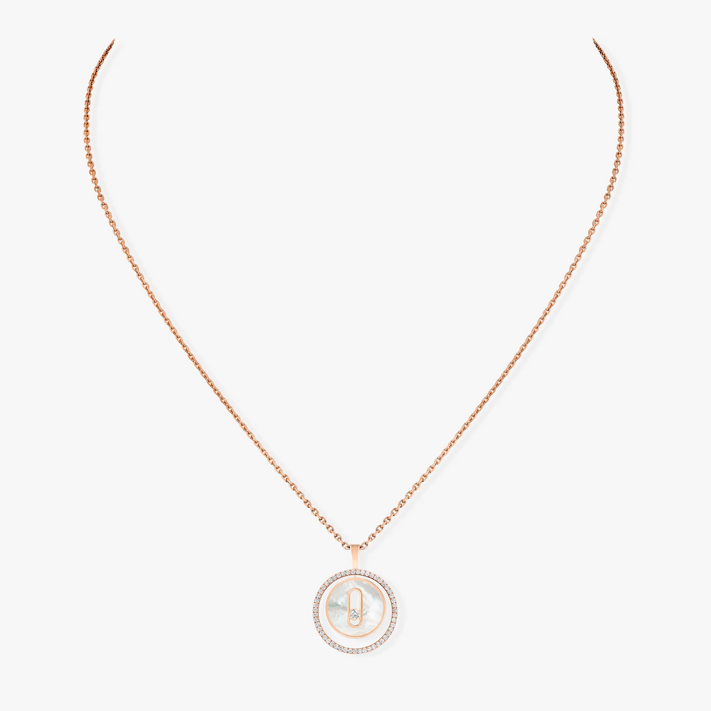 [MIRA]  MOVE 1 DIAMOND WHITE MOTHER OF PEARL PINK GOLD DIAMOND NECKLACE