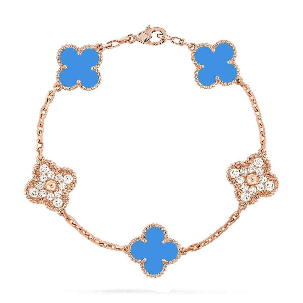 [MIRA]New CLOVER 5 MOTIF BLUE AGATE BRACELET COLLECTION