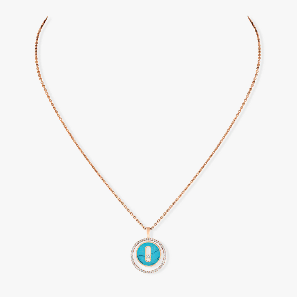 [MIRA]  MOVE 1 DIAMOND TURQUOISE PINK GOLD DIAMOND NECKLACE