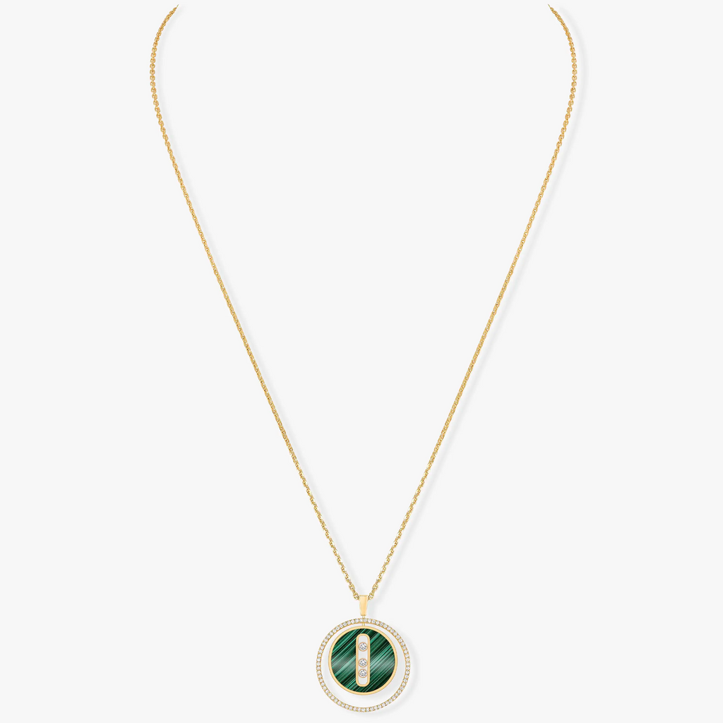 [MIRA]  MOVE 3 DIAMOND MALACHITE GOLD DIAMOND NECKLACE