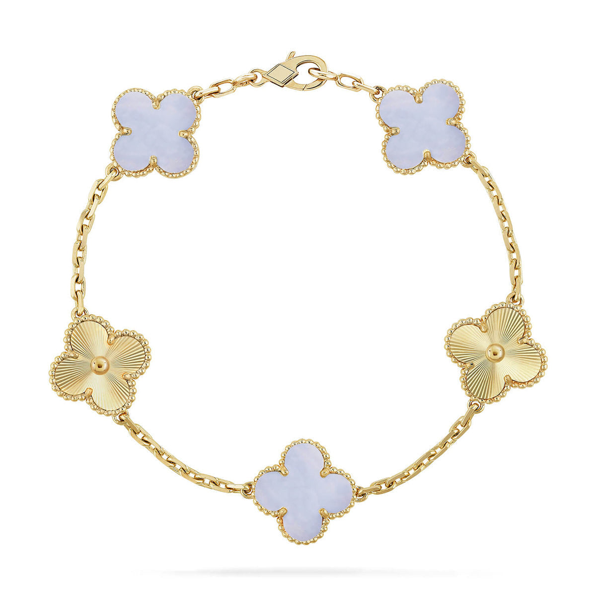 [MIRA]New  CLOVER 5 MOTIF PURPLE CHALCEDONY BRACELET COLLECTION